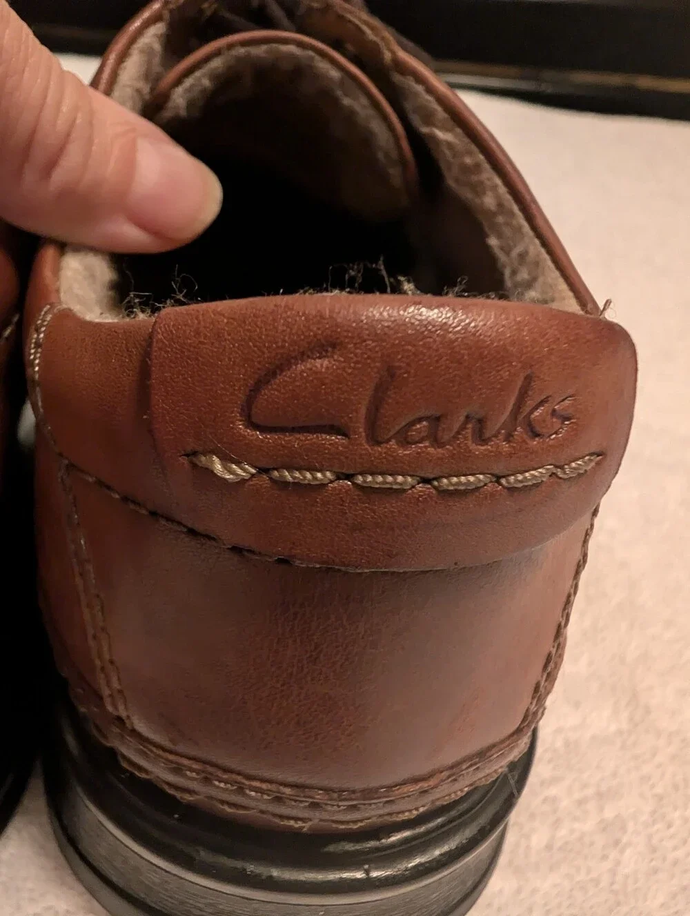 Clarks Brown Leather Lace-Up Oxfords